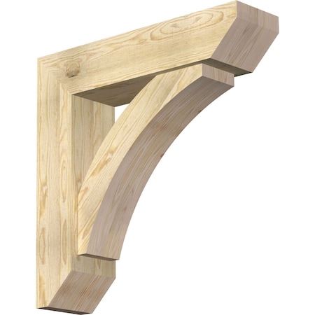 Ekena Millwork Thorton Slat Rough Sawn Bracket w/ Offset Brace, Douglas Fir, 8"W x 32"D x 32"H BKT0806X32X32THR06RDF